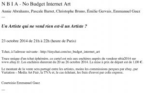 No Budget Internet Art - Un artiste qui ne vend rien est-il un artiste ?